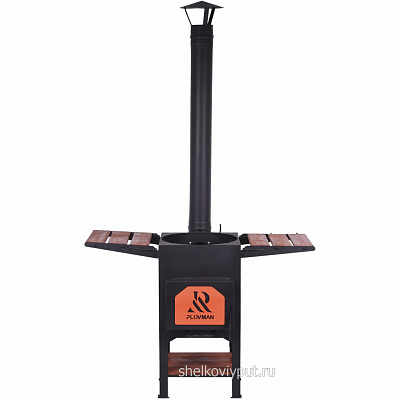 Печь "Plovman" + Казан узбекский 12л с крышкой-сковородой (плоское дно)