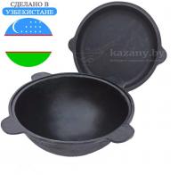 Казан узбекский  чугунный 12л плоское дно с крышкой-сковородой