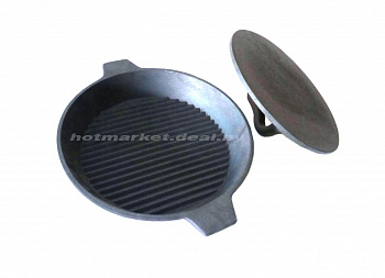 Сковорода гриль чугунная с прессом, д.250 мм