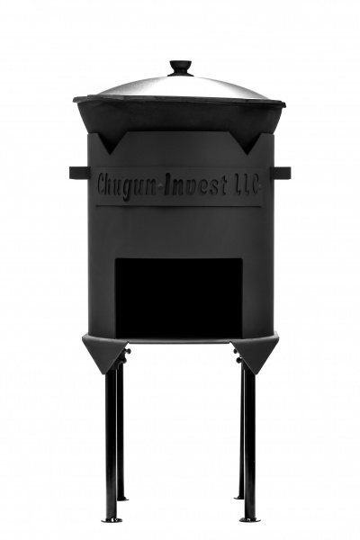 Казан узбекский 4,5л (плоское дно) + Печь для казана "Стандарт" без дверцы, диам. 300мм