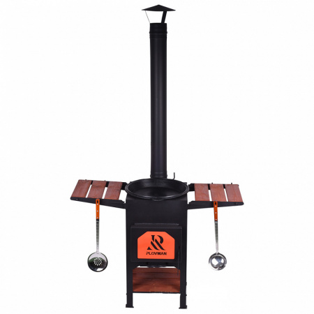 Печь "Plovman" + Казан узбекский 12л с крышкой-сковородой (круглое дно)