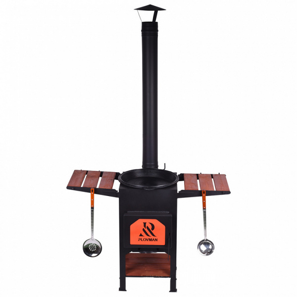 Печь "Plovman" + Казан узбекский 12л с крышкой-сковородой (круглое дно)