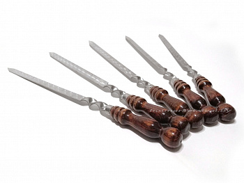 Шампуры для люля-кебаб дл.67см с деревянной ручкой профессиональные, С ЗАКЛЕПКОЙ