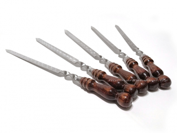 Шампуры для люля-кебаб дл.67см с деревянной ручкой профессиональные, С ЗАКЛЕПКОЙ