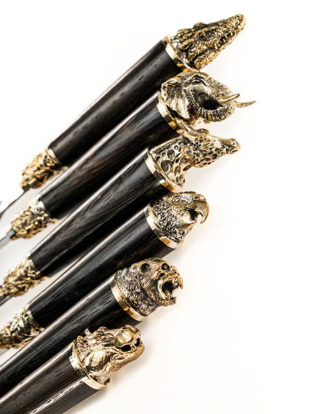 Набор шампуров с декоративным литьем и дер. ручкой "Африка" (6 шт)