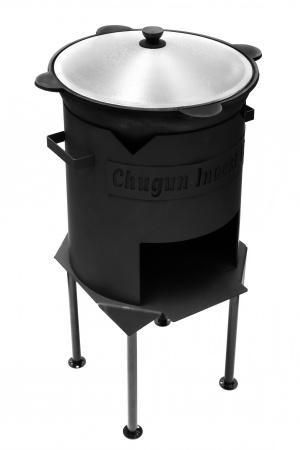 Казан узбекский 8л (круглое дно) + Печь для казана "Стандарт" без дверцы, диам.340мм