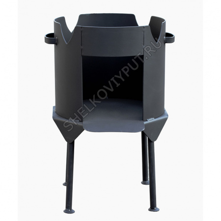 Казан чугунный Syton 10л с крышкой-сковородой + Печь для казана "Стандарт" усиленная без дверцы, 3мм, диам.340мм