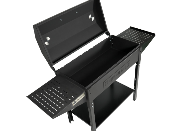 Мангал "Дачный BBQ" разборный с боковыми столиками и крышкой