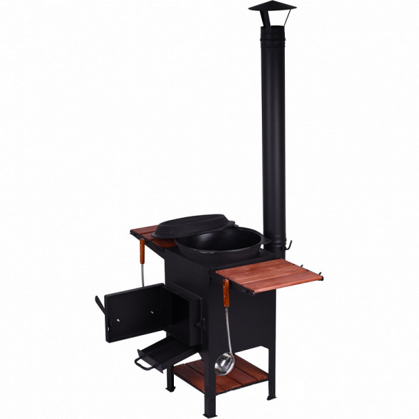 Печь "Plovman" + Казан узбекский 12л с крышкой-сковородой (круглое дно)