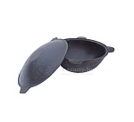 Казан узбекский чугунный 8л плоское дно с крышкой САДЖ-сковородой