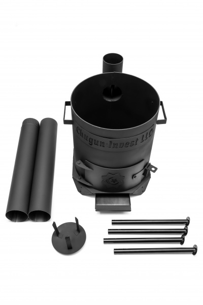 Очаг для казана диам.370мм (казан 12л) разборный усиленный с дымоходом