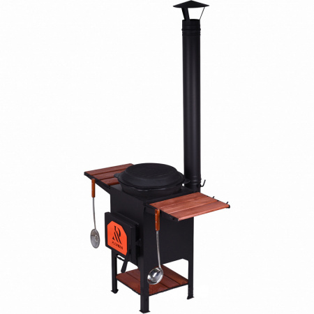 Печь "Plovman" + Казан узбекский 12л с крышкой-сковородой (круглое дно)