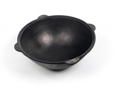 Казан узбекский чугунный 10л плоское дно с крышкой-сковородой