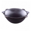Казан узбекский чугунный 12л круглое дно с крышкой САДЖ-сковородой