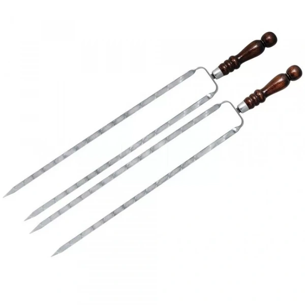 Шампуры с деревянной ручкой двойные кованные, дл.55см