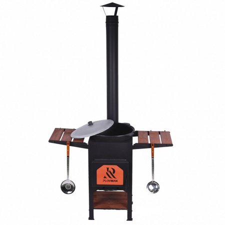 Печь "Plovman" + Казан узбекский 12л с крышкой (круглое дно)