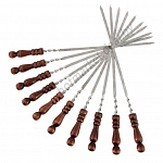 Шампуры с деревянной ручкой дл.62 см профессиональные, С ЗАКЛЕПКОЙ